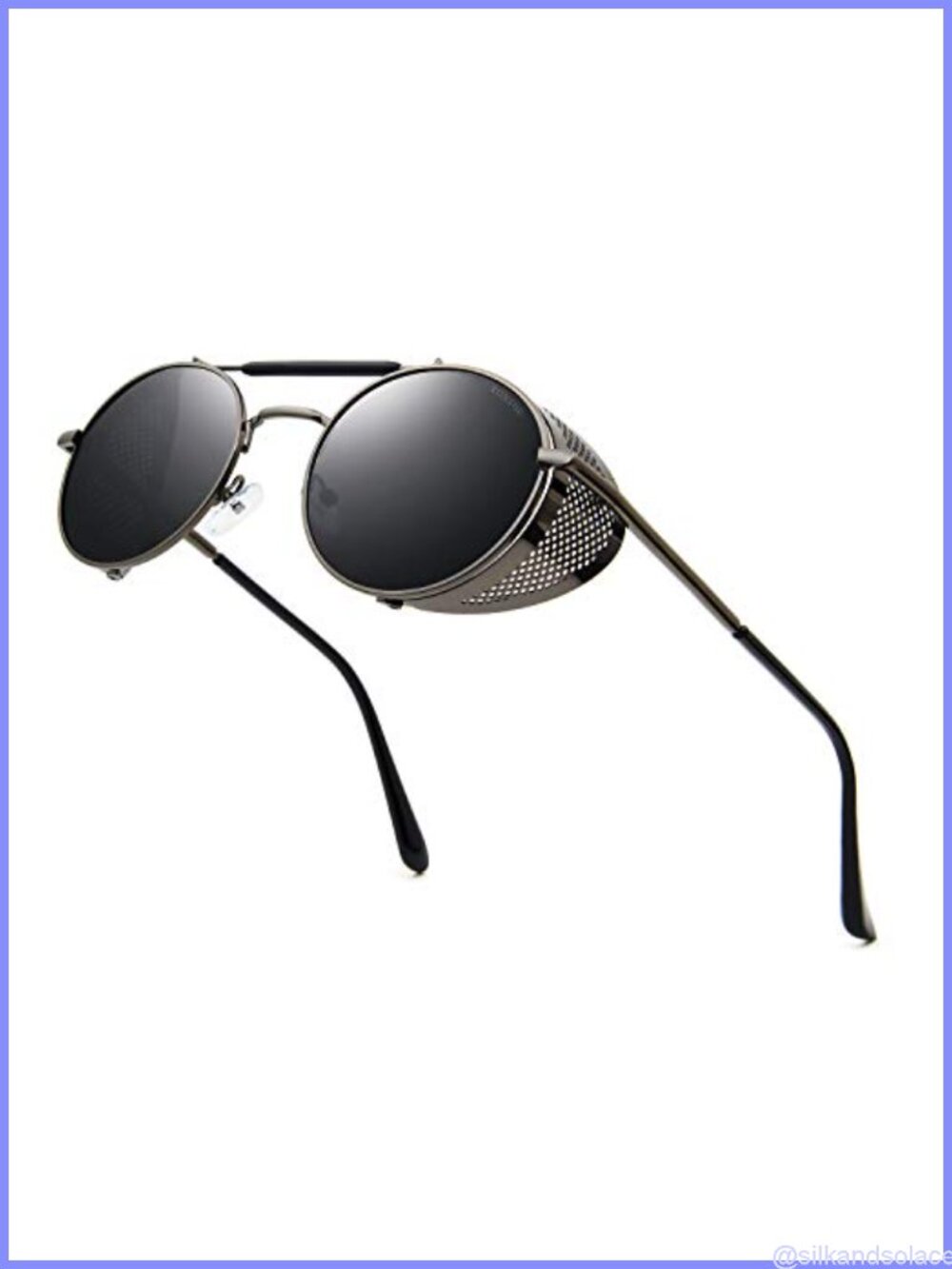 Steampunk Round Metal Sunglasses Side Shields UV400 Unisex